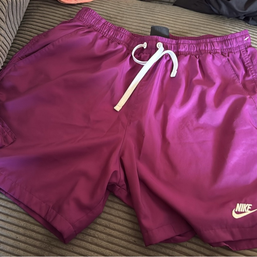 Nike Magenta Swim Shorts with White Drawstring